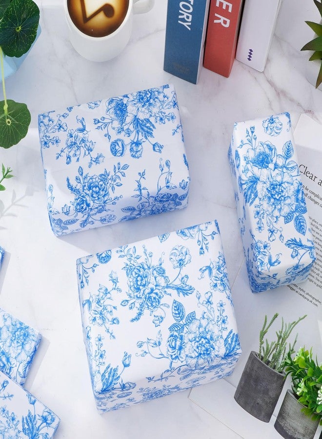 AnyDesign 100 Sheet Blue Floral Tissue Paper Chinoiserie Gift Wrapping Paper Vintage Blue White Flower Packaging Paper DIY Art Craft Paper for Baby Shower Birthday Wedding Party Decor, 14 x 20 Inch - Image 5